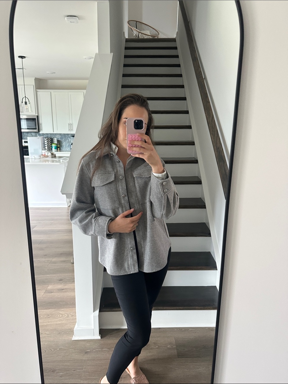 H&M Shacket Size Small Gray Button-Up Jacket